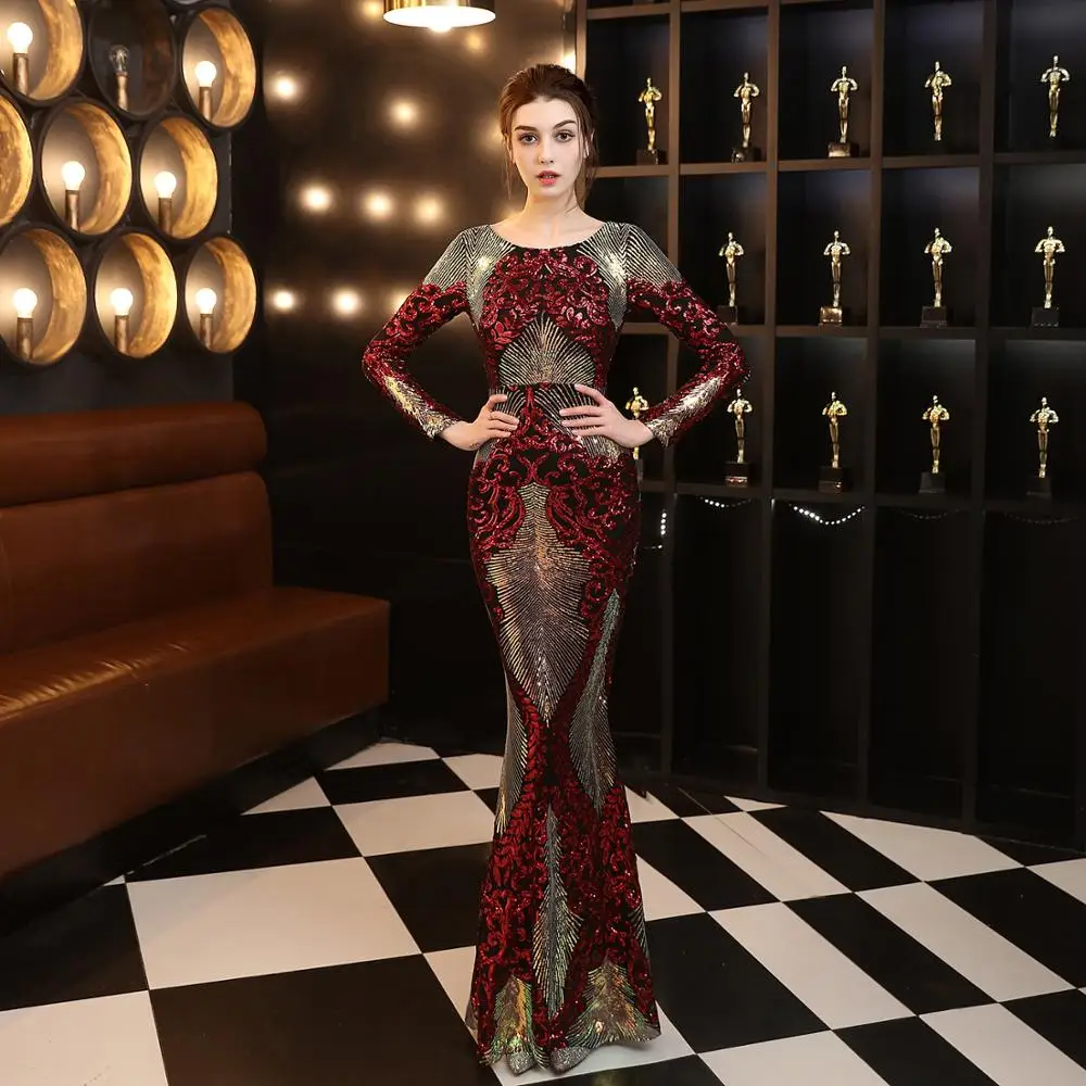 Red & Gold Sequined O Neck Full Sleeve Elegant Banquet Club Wear Sexy Evening Party Dress Luxury Long Mermaid Dresses For Women
Red & Gold Sequined O Neck Full Sleeve Elegant Banquet Club Wear Sexy Evening Party Dress Luxury Long Mermaid Dresses For Women