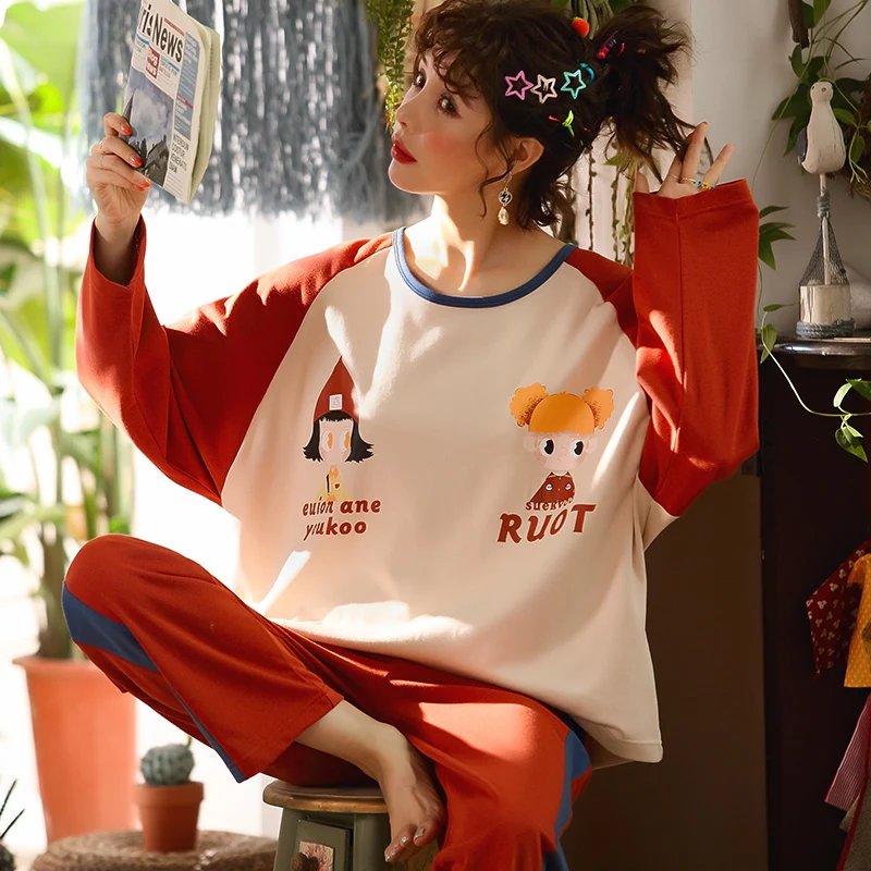 New Fashion Style Womens Pajamas Pjs Women Pj Set Letter Printing Spring Long Sleeve Long Pants Cartoon Girl Crew Neck Cotton
New Fashion Style Womens Pajamas Pjs Women Pj Set Letter Printing Spring Long Sleeve Long Pants Cartoon Girl Crew Neck Cotton