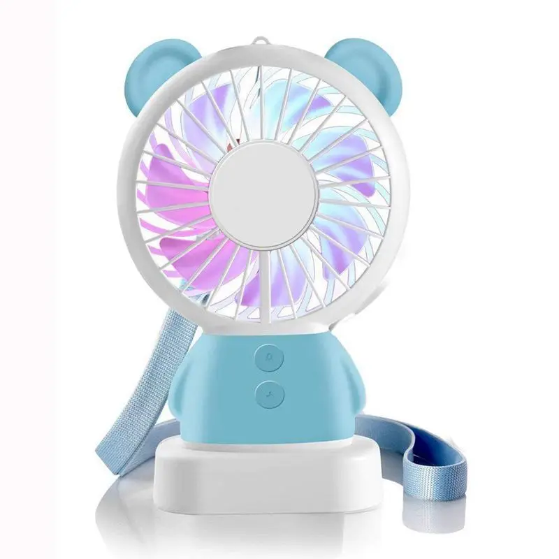 Handheld Mini Fan Portable Rechargeable Thin Cooling Multi-color LED Light Cute Bear Rabbit Standable and Hangin | Бытовая техника