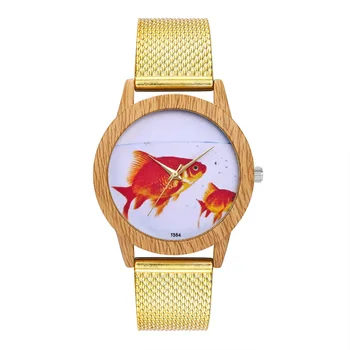 Luxury Ladies Quartz Watch Golden Silicone Strap Cute Goldfish Pattern Imitation Wood Alloy Dial Watches For Women Clock Couple
Luxury Ladies Quartz Watch Golden Silicone Strap Cute Goldfish Pattern Imitation Wood Alloy Dial Watches For Women Clock Couple