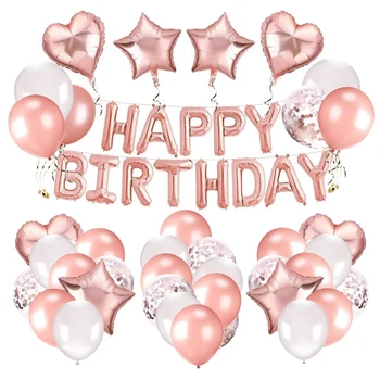 Rose Gold Birthday Decorations Including Rose Gold Happy Birthday Banner Confetti Balloons Foil Balloons Balloon Ribbon
Rose Gold Birthday Decorations Including Rose Gold Happy Birthday Banner Confetti Balloons Foil Balloons Balloon Ribbon