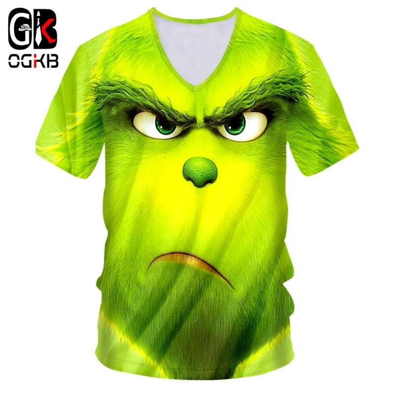OGKB New 2019 summer Fashion Men / Women movie Green monster V-neck t shirt Anime 3D Printed casual T shirts | Мужская одежда