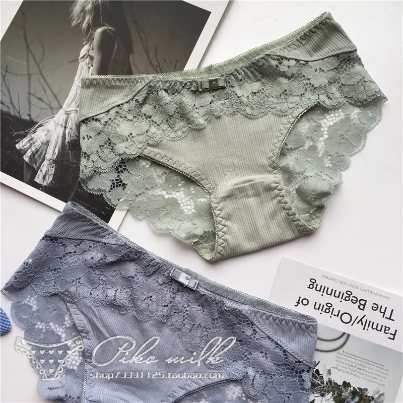 

2021 Women's Cotton Underwear Sexy Lace Panties Low Waist Seamless Underpants Fashion Bow Comfort Briefs Female Thread Lingerie