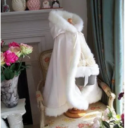 dPois Kids Girls Half Sleeves Faux Fur Shrug Bolero Cloak Princess Dress Wrap Jacket Winter Warm Cape 