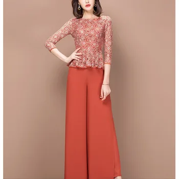 Wide Leg Pants Suits Women Two 2 Piece Sets Spring Autumn Three Quarter Sleeve Slim Fit Top and Flare Trousers Clothes Female 
Wide Leg Pants Suits Women Two 2 Piece Sets Spring Autumn Three Quarter Sleeve Slim Fit Top and Flare Trousers Clothes Female