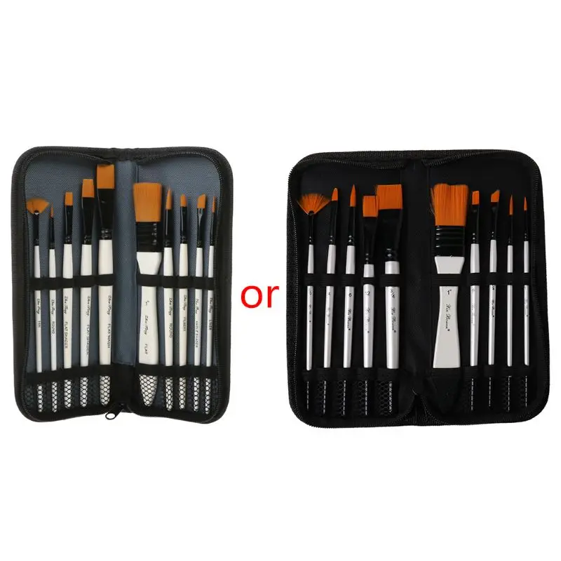 10Pcs/set Nylon Hair Art Painting Brushes Acrylic Oil Watercolor Artists Paint Brush Set Painting Drawing Supplies with Bag
10Pcs/set Nylon Hair Art Painting Brushes Acrylic Oil Watercolor Artists Paint Brush Set Painting Drawing Supplies with Bag