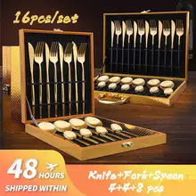16pcs Kitchen Spoon And Fork Set Dinnerware Cutlery Gold 16 Pcs Flatware Stainless Steel Dinnerware with Wooden Gift Box Nосуда
16pcs Kitchen Spoon And Fork Set Dinnerware Cutlery Gold 16 Pcs Flatware Stainless Steel Dinnerware with Wooden Gift Box Nосуда