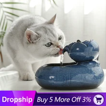 Nuevo gato de la fuente de agua de cerámica de gato con fuente de agua fuente de beber para mascotas dispensador eléctrico dispensador gato suministros mascotas для кошек(China)
