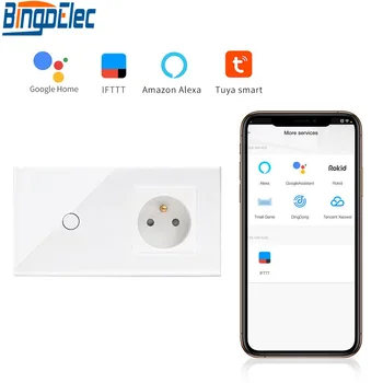 Bingoelec WiFi Control 1 Gang 1Way Switches With French Socket,Tri-color Crystal Panel Switch Work By Alexa Google,157*86mm
Bingoelec WiFi Control 1 Gang 1Way Switches With French Socket,Tri-color Crystal Panel Switch Work By Alexa Google,157*86mm