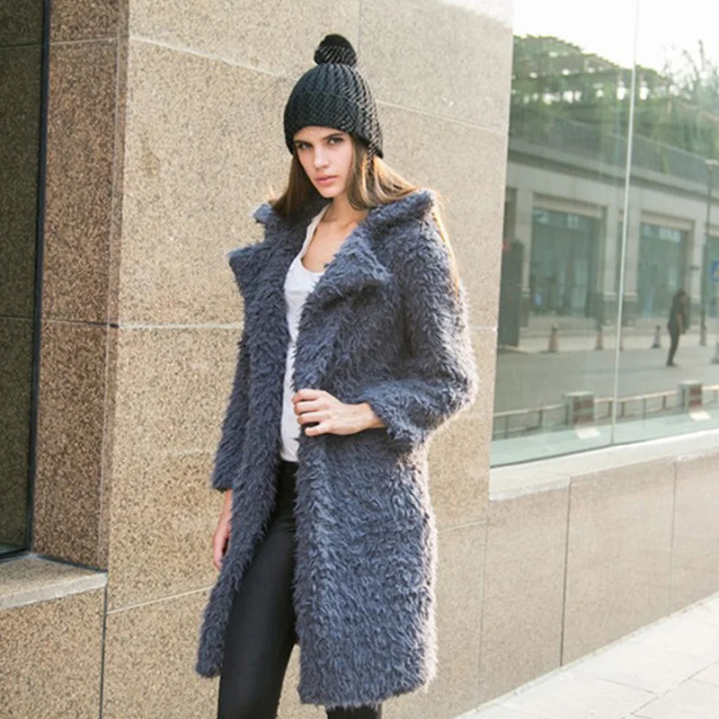Модное Брендовое Новое Женское шерстяное пальто с длинным рукавом однотонные