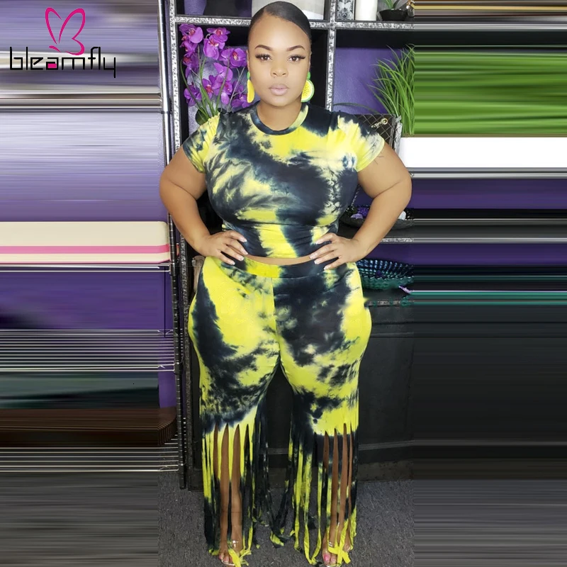 Plus Size XL-5XL Autumn Tie Dye Print Women's Set Short Sleeve O-neck Tee Tops Tassel Pants Suit Two Piece Set Tracksuit Outfits
Plus Size XL-5XL Autumn Tie Dye Print Women's Set Short Sleeve O-neck Tee Tops Tassel Pants Suit Two Piece Set Tracksuit Outfits