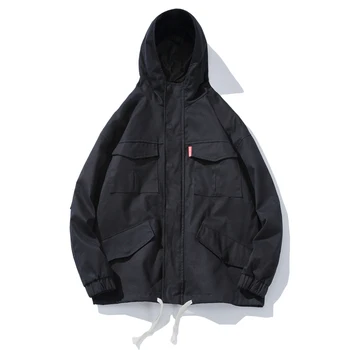 Autumn new tooling large size male loose hooded drawstring jacket jacket J--86
Autumn new tooling large size male loose hooded drawstring jacket jacket J--86