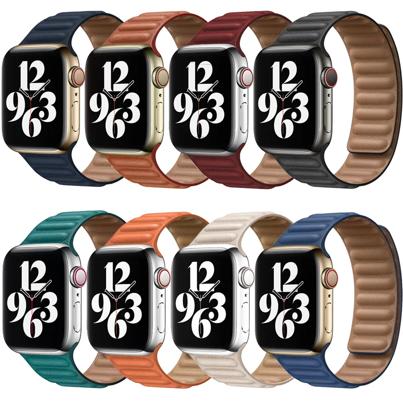 Original 1:1 Leather Link for apple watch 7/6/5/SE/4/3/2 Magnetic Loop strap for iwatch band 45mm 41mm 44mm 42mm 40mm 38mm
Original 1:1 Leather Link for apple watch 7/6/5/SE/4/3/2 Magnetic Loop strap for iwatch band 45mm 41mm 44mm 42mm 40mm 38mm