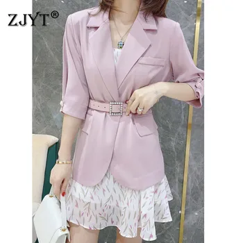 2020 Summer Office Lady Dress Elegant Woman Fashion Designers Turn Down Collar Pink Blazer Suit+Print Strap Mini Dresses 2pcs
2020 Summer Office Lady Dress Elegant Woman Fashion Designers Turn Down Collar Pink Blazer Suit+Print Strap Mini Dresses 2pcs