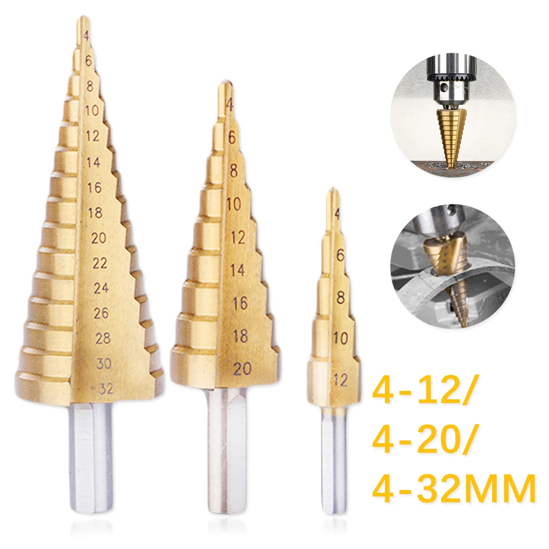 3Pcs/lot Professional HSS Steel Large Step Cone Triangular handle Coated Metal Drill Bit Cut Tool Set 4-12/20/32mm Hole Cutter
3Pcs/lot Professional HSS Steel Large Step Cone Triangular handle Coated Metal Drill Bit Cut Tool Set 4-12/20/32mm Hole Cutter