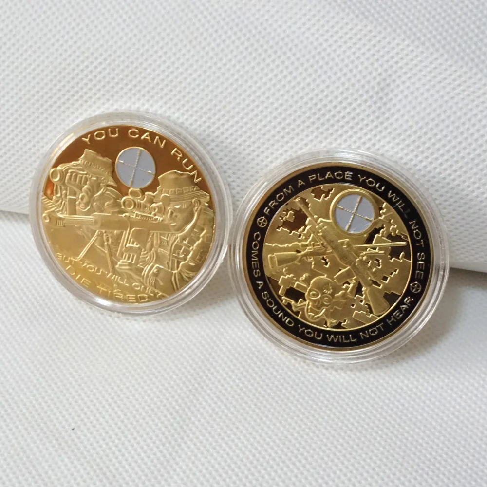 2pcs 999 Fine Gold Plated Souvenir US Army Sniper One Shot One Kill Coin Commemorative Challenge Coins
2pcs 999 Fine Gold Plated Souvenir US Army Sniper One Shot One Kill Coin Commemorative Challenge Coins