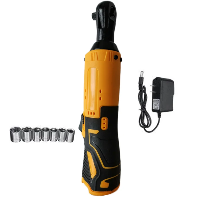 12V 45Nm Wireless Power Ratchet Wrench 3/8 Right Angle Spanner LED Work Light
