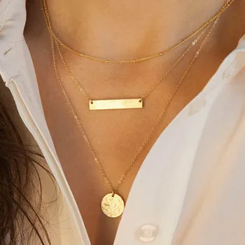 Multi-layer Geometric Necklace female Triangle shaped tassel Short chain Necklace 3 layer rectangle Necklace for women gifts 
Multi-layer Geometric Necklace female Triangle shaped tassel Short chain Necklace 3 layer rectangle Necklace for women gifts