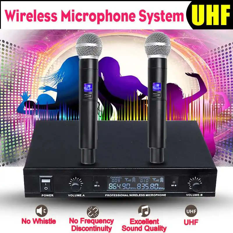 Professional UHF Wireless Microphone System Automatic 2 Channel 2 Cordless Handheld Microphone for Speech Party Karaoke System
Professional UHF Wireless Microphone System Automatic 2 Channel 2 Cordless Handheld Microphone for Speech Party Karaoke System