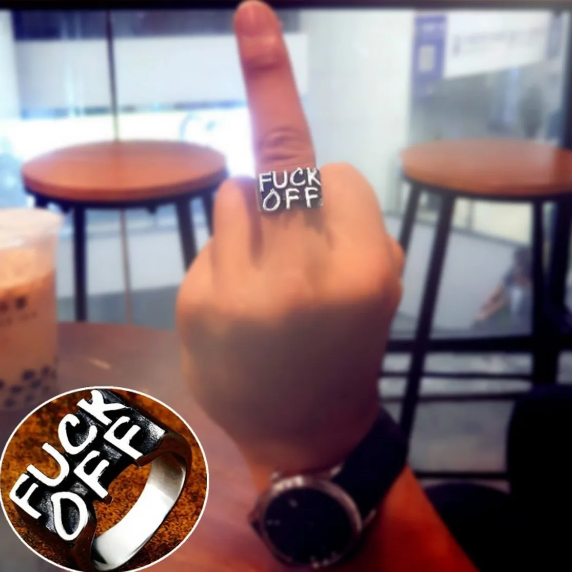 Off Unisex English Letter Party For Women Large Middle Finger Up Stainless Steel Mens Rings Funny Cocktail Ring Bff Of Assassin
Off Unisex English Letter Party For Women Large Middle Finger Up Stainless Steel Mens Rings Funny Cocktail Ring Bff Of Assassin