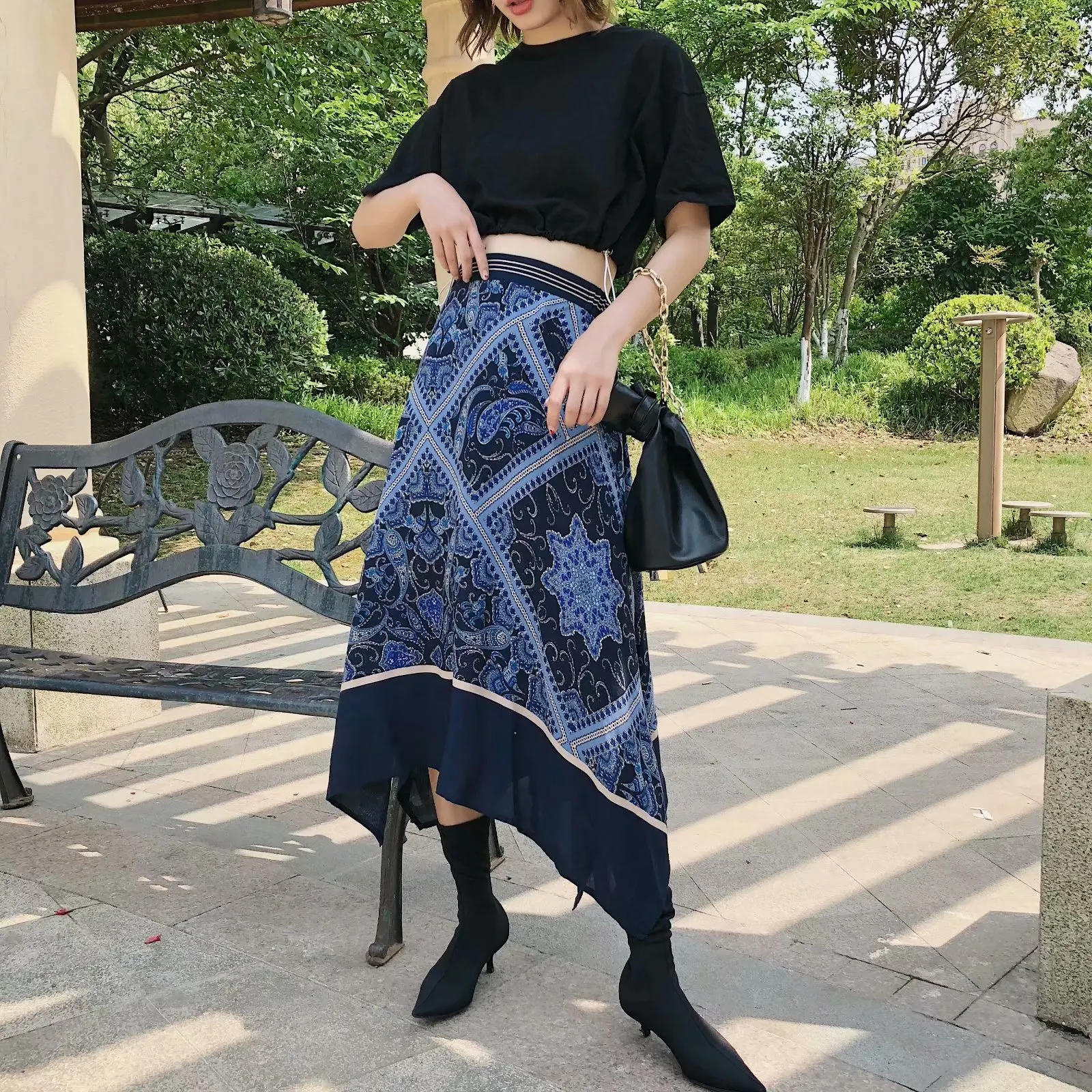 Commuting Ethnic-Style Printed High-waisted Irregular Skirt French Elegant Elegant Vacation Style Medium-length Dress 19 Summer
Commuting Ethnic-Style Printed High-waisted Irregular Skirt French Elegant Elegant Vacation Style Medium-length Dress 19 Summer