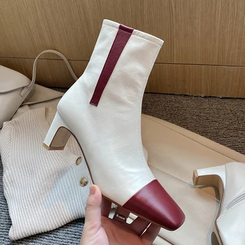 Elegant Genuine Leather High Heels women Boots office ladies Shoes Woman Mixed Color Winter Party Office Lady Ankle Boots
Elegant Genuine Leather High Heels women Boots office ladies Shoes Woman Mixed Color Winter Party Office Lady Ankle Boots