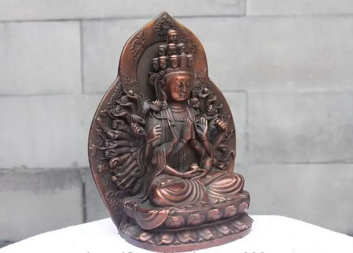 Фото 7&quotTibet Temple Bronze Copper 1000 Arms Avalokitesvara Guan Yin Buddha Statue | Дом и сад