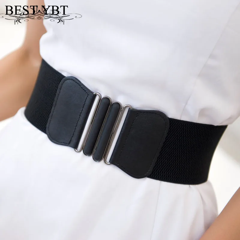 

Waist Belt Fashion Waist Belts Lady Solid Stretch Elastic Wide Belt Dress Adornment For Women Waistband 7.5cm Width 65cm Long