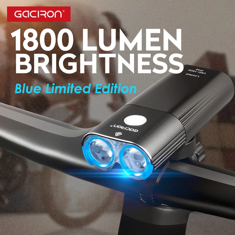 GACIRON 1800 Lumen Bike Light Bicycle Headlight 6700mAh Power Bank USB Rechargeable Waterproof Front light Cycling Accessories
GACIRON 1800 Lumen Bike Light Bicycle Headlight 6700mAh Power Bank USB Rechargeable Waterproof Front light Cycling Accessories
