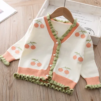 New Fashion Kids Girls' V-neck Cherry Knitted Cardigan Girls' Sweater In Spring 2020 
New Fashion Kids Girls' V-neck Cherry Knitted Cardigan Girls' Sweater In Spring 2020
