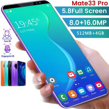 Mate33 Pro Smartphone with 512M+4GGB Large Memory 5.8 Inch Screen Support Face/Fingerprint Unlock Dual SIM Mobile Phones
Mate33 Pro Smartphone with 512M+4GGB Large Memory 5.8 Inch Screen Support Face/Fingerprint Unlock Dual SIM Mobile Phones