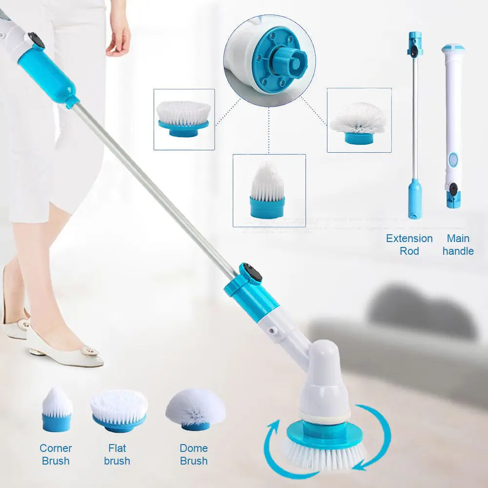 

Electric Spin Scrubber Turbo Scrub Cleaning Brush Cordless Chargeable Bathroom Cleaner with Extension Handle Adaptive Brush Tub