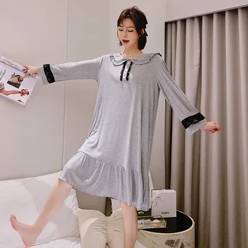 Autumn Trend Pajamas Women's Long Sleeve Home Cute Round Neck Ladies Lace Nightdress Pink Nuisette Sexy Lace Collar Nightgown
Autumn Trend Pajamas Women's Long Sleeve Home Cute Round Neck Ladies Lace Nightdress Pink Nuisette Sexy Lace Collar Nightgown