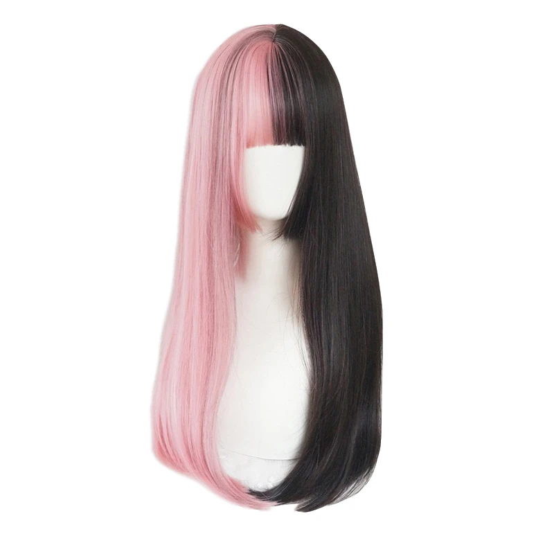 L-email wig Pink and Black Lolita Wig Halloween 60cm Long Straight Cosplay Wig with Bangs Heat Resistant Synthetic Hair
L-email wig Pink and Black Lolita Wig Halloween 60cm Long Straight Cosplay Wig with Bangs Heat Resistant Synthetic Hair