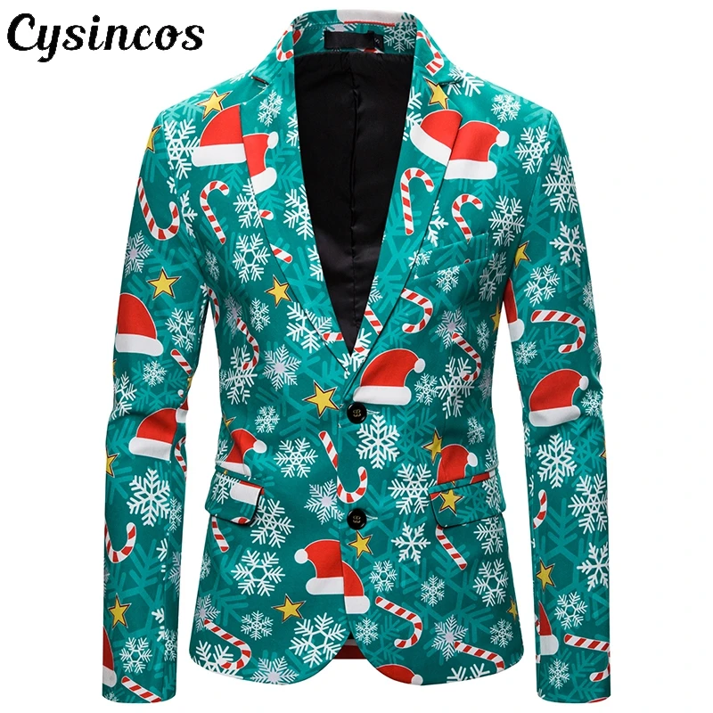 Мужская куртка с 3D принтом CYSINCOS повседневная приталенная рождественским для