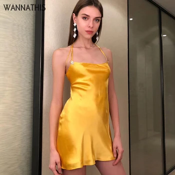 WannaThis Satin Spaghetti Strap Backless Mini Dress Sexy Summer Hollow out Slim Ladies Elegant Party A-line Dresses Back Lace up
WannaThis Satin Spaghetti Strap Backless Mini Dress Sexy Summer Hollow out Slim Ladies Elegant Party A-line Dresses Back Lace up