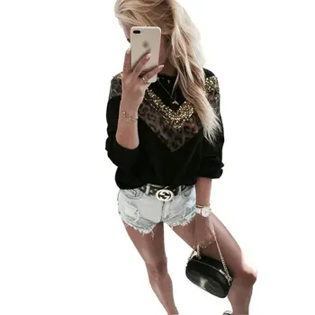 Womens Leopard Print Patchwork Leopard Chic Women Long Sleeve Sequins Patchwork Stitching Autumn Fashion Teen Girls Sweatshirt 
Womens Leopard Print Patchwork Leopard Chic Women Long Sleeve Sequins Patchwork Stitching Autumn Fashion Teen Girls Sweatshirt