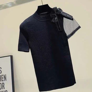 shintimes Black Bow Mesh Short Sleeve Sweater Women 2020 Summer Knitted Korean Style Woman Clothes Camisetas Mujer Pull Femme
shintimes Black Bow Mesh Short Sleeve Sweater Women 2020 Summer Knitted Korean Style Woman Clothes Camisetas Mujer Pull Femme