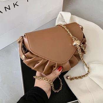 Solid Color Pleated Small Saddle Bag 2020 New High-quality Pu Leather Women's Designer Handbag Chain Shoulder Messenger Bag
Solid Color Pleated Small Saddle Bag 2020 New High-quality Pu Leather Women's Designer Handbag Chain Shoulder Messenger Bag