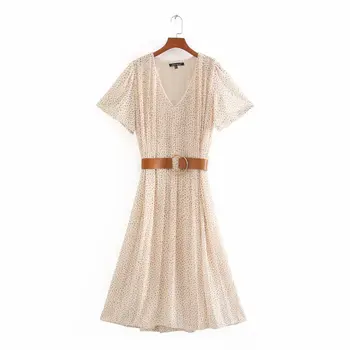 2020 Summer New Women's V-neck Short-Sleeve Belt Pleated zaraing vadiming sheining women female Dress vintage plus size CVC9694
2020 Summer New Women's V-neck Short-Sleeve Belt Pleated zaraing vadiming sheining women female Dress vintage plus size CVC9694