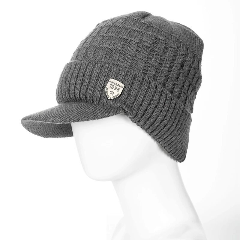 Fur-Lined Beanie Cap with Brim 12 H302295b3c5e44e1483678b092e0d0d2bV