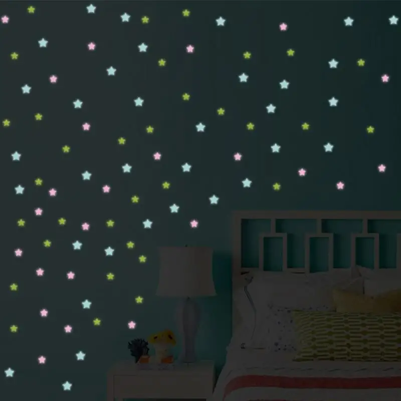 50 шт./компл. 3D звезды фотосветящиеся наклейки на стену для детской комнаты