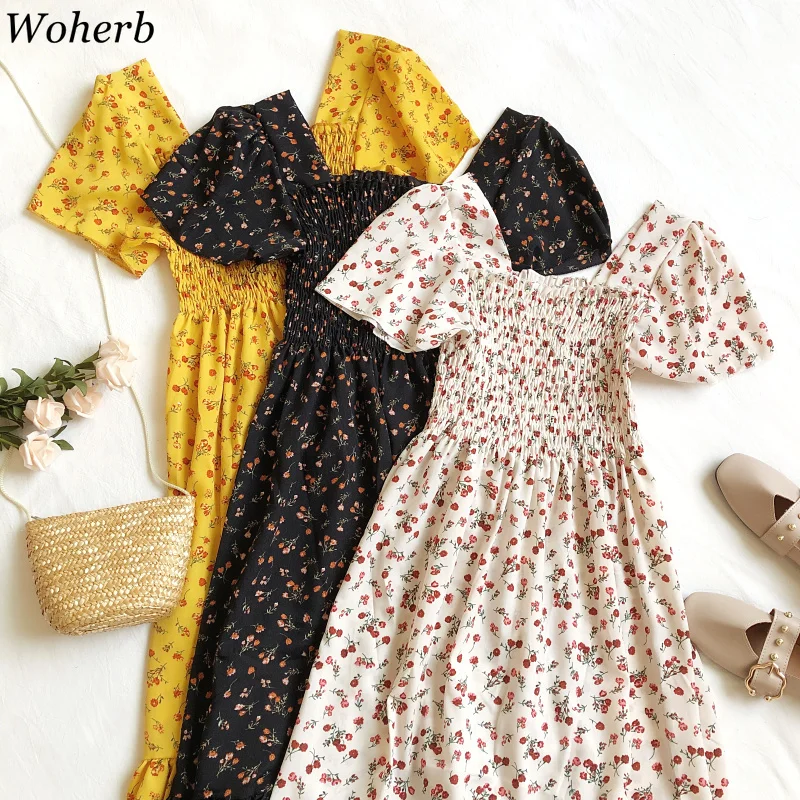 Woherb 2020 Summer Dress Women Floral Print Sexy Square Collar Elastic Waist Dresses Korean Elegant Sweet Ruffle Vestidos 25644 
Woherb 2020 Summer Dress Women Floral Print Sexy Square Collar Elastic Waist Dresses Korean Elegant Sweet Ruffle Vestidos 25644
