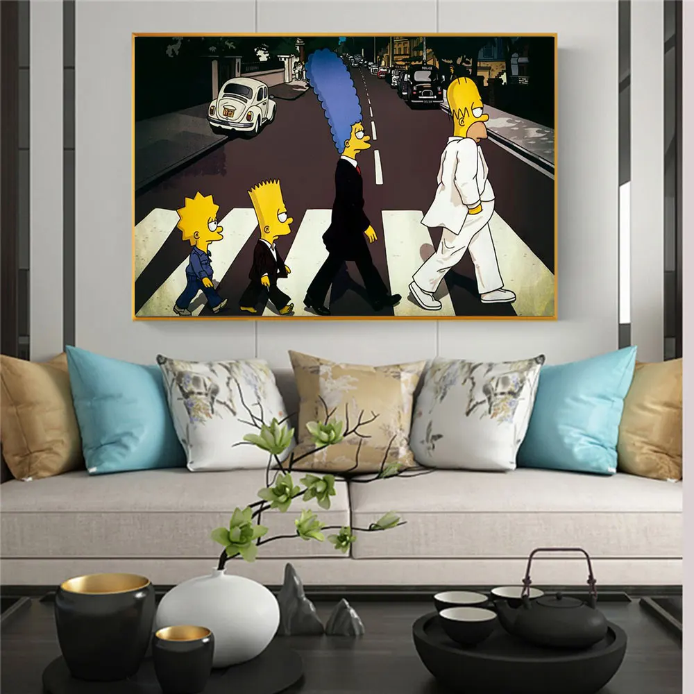 Картина Simpsoning аббатская дорога Барт Гомер Мардж печать на холсте домашний декор