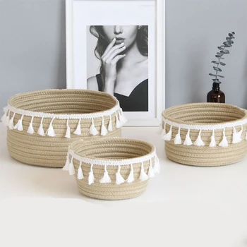 Home Office Storage Jute Weave Basket Basket Vintage Country Style Tassel Sundries Holder Multifunction Container,3 Pcs
Home Office Storage Jute Weave Basket Basket Vintage Country Style Tassel Sundries Holder Multifunction Container,3 Pcs