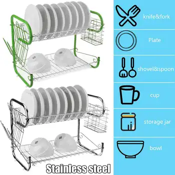 2 Tier Iron Chrome Dish Drainer Drying Rack Removable Rust Proof Utensil Holde For Kitchen Counter Storage Rack
2 Tier Iron Chrome Dish Drainer Drying Rack Removable Rust Proof Utensil Holde For Kitchen Counter Storage Rack