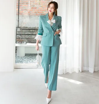 HAMALIEL Office OL Women Suits Autumn Winter Double-breasted Notched Work Coat + Fashion Bell-Bottoms Pants Set Formal 2 Pcs Set
HAMALIEL Office OL Women Suits Autumn Winter Double-breasted Notched Work Coat + Fashion Bell-Bottoms Pants Set Formal 2 Pcs Set