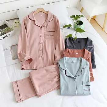 Jodimitty Women's Pajamas Two-piece Home Suit for Spring Autumn Men Long-sleeved Pure Cotton Pants Pajamas Set Women Cotton Suit
Jodimitty Women's Pajamas Two-piece Home Suit for Spring Autumn Men Long-sleeved Pure Cotton Pants Pajamas Set Women Cotton Suit