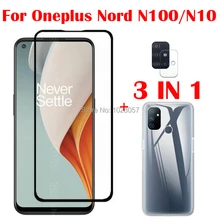 Coque 3 en 1 + verre trempé pour caméra, protecteur d'écran pour Oneplus Nord N100 5G 2.5D=