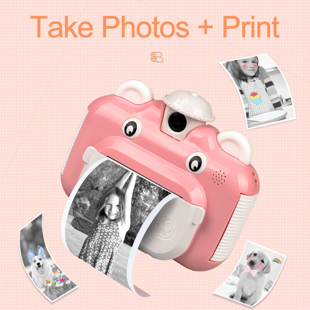 HD 1080P 12MP Lens Kids Instant Print Camera Children Polaroid With Thermal Photo Paper Photo Toys Camera For Birthday Gifts HD 1080P 12MP Lens Kids Instant Print Camera Children Polaroid With Thermal Photo Paper Photo Toys Camera For Birthday Gifts